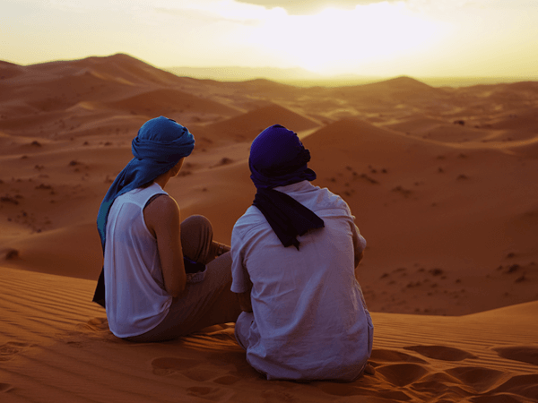 Splendid sunset at the Sahara of Erg Chebbi 