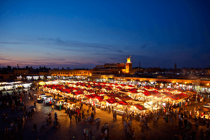  The famous Djemaa el Fna in Marrakech at night