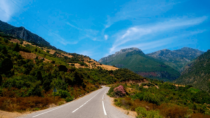 Mountains in the road through the Rif Mountains 