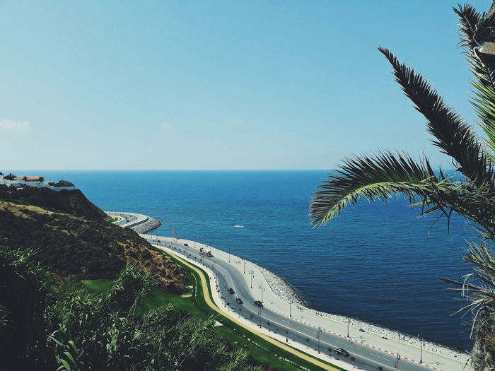 View of the coast road of Tangier