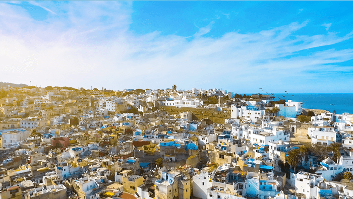 Tangier landscape with the Atlantic ocean in background